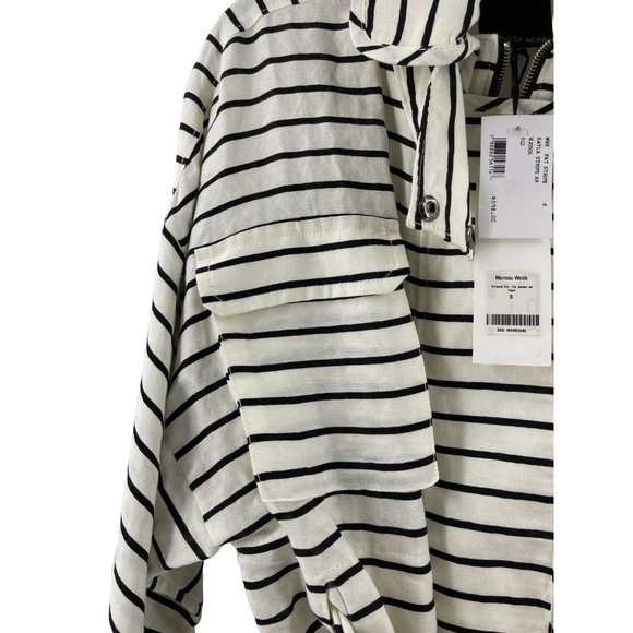 NWT Marissa Webb White Black Striped Kayla Wrap Belt Crop Jacket Size Small $598 - Picture 6 of 16